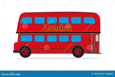 Red London Bus Vector Drawing Stock Vector - Illustration of english, british: 186457043