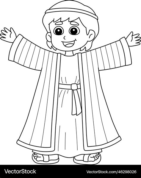 Joseph and the coat isolated coloring page Vector Image