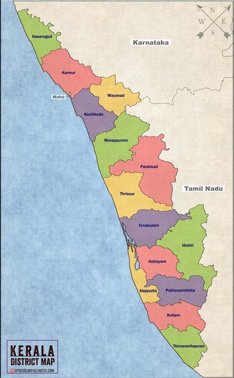 Download Kerala Map with districts in HD quality! 2022 - UPSC Colorfull ...