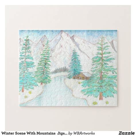 Winter Scene With Mountains Jigsaw Puzzle | Zazzle.com | Winter scenes, Prints, Custom puzzle