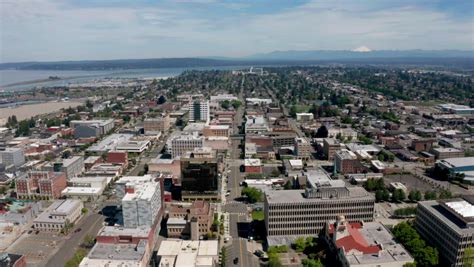 Aerial View Everett Washington Downtown City Stock Footage Video (100% ...