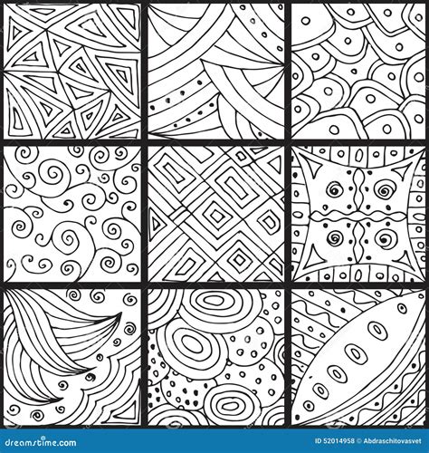 Set of patterns, zentangle stock vector. Illustration of frame - 52014958