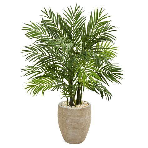 Nearly Natural 4' Areca Palm Artificial Tree in Sand Colored Planter ...