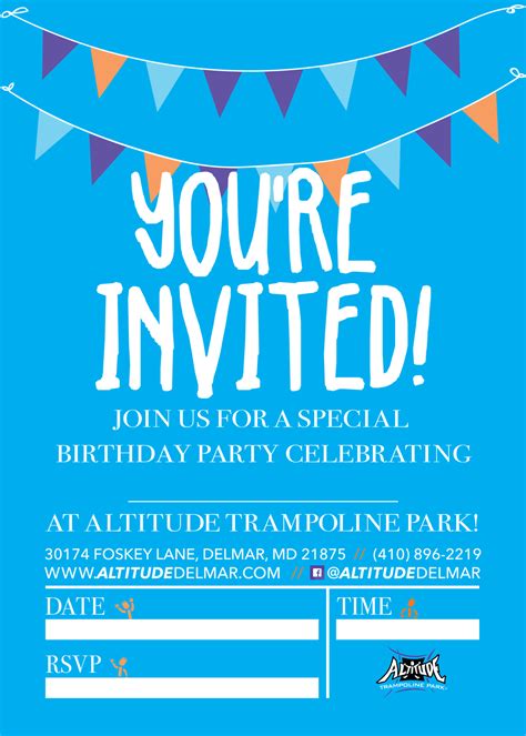 Trampoline Park Birthday Invitations - grochow