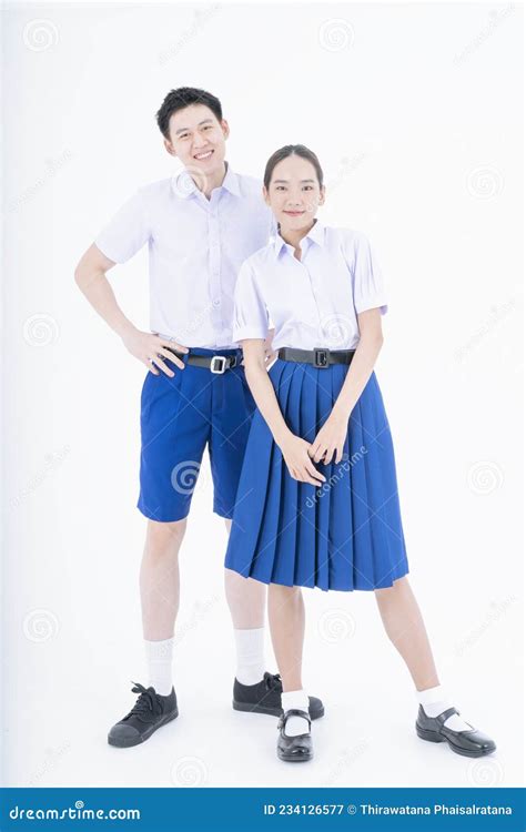 Back To School. Boy and Girl Wearing High School Uniforms of Thailand Stock Image - Image of ...