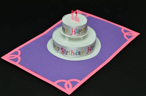 Round Birthday Cake Pop Up Card With "Happy Birthday" Ribbon - Creative Pop Up Cards