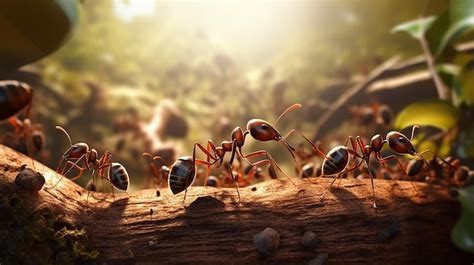 Premium AI Image | Industrious Teamwork Candid Capture of Ants Working Together in Harmony