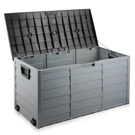 Black Outdoor Storage Box - 290L Large Capacity - Waterproof & Lockable - Outdoor Storage Boxes