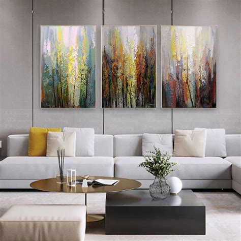 3 Pieces Original Abstract Tree Painting on Canvas Modern Wall - Etsy ...