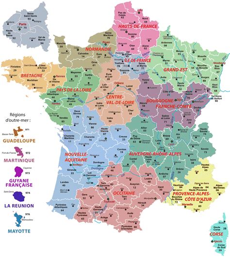 La carte de France avec ses régions - Arts et Voyages