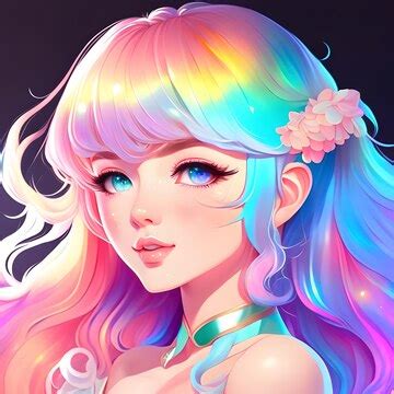 Premium Photo | Anime girl in rainbow beauty pastel color