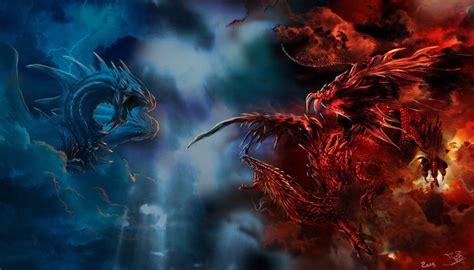 Red and Blue Dragon by Badassninjacat on DeviantArt