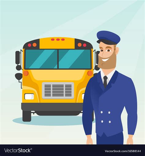 Young caucasian school bus driver Royalty Free Vector Image