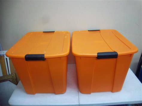 Pair Of Orange Storage Bins... | #21 Bikes, Household Items, Misc. | K-BID