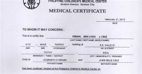 BIEN LOUIS: Medical Certificate