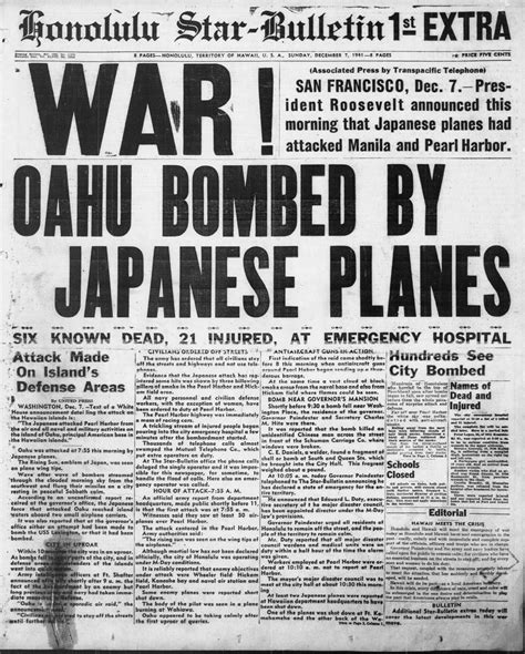 Photo Gallery: 10 front pages following the attack on Pearl Harbor