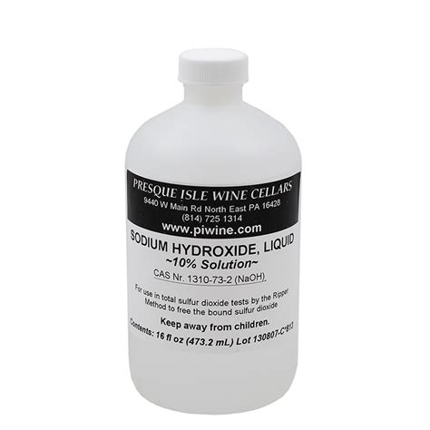 Sodium Hydroxide (10% solution): 16 oz bottle (473 mL)