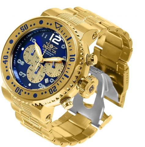 Invicta Pro Diver Blue Gold Dial Chronograph Quartz Men's Stainless ...