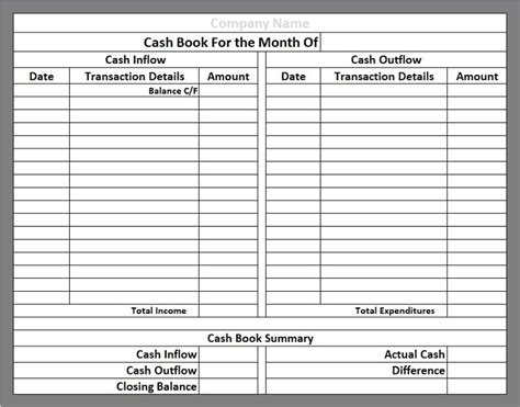 Ready-To-Use Cash Book Template in Excel - MSOfficeGeek