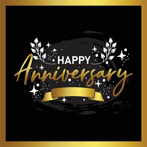 Happy Anniversary celebration with gold lettering on black background ...