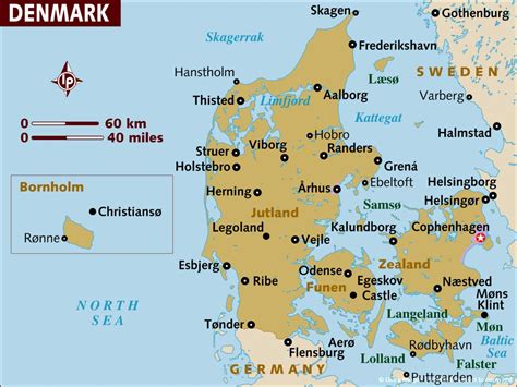 Map of Denmark. | Denmark map, Denmark, Map