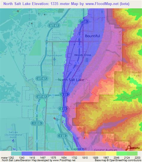 Elevation of North Salt Lake,US Elevation Map, Topography, Contour