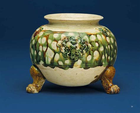 A sancai-glazed applique-decorated tripod vessel, Tang dynasty (618-907) Glazes For Pottery ...