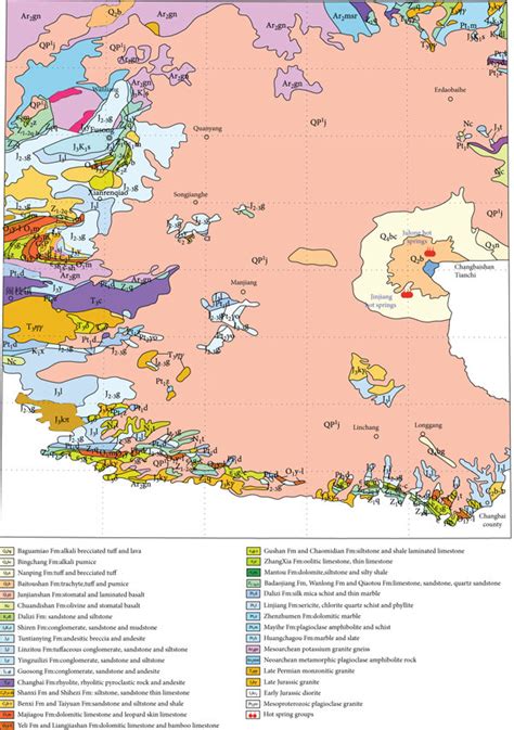 Geological map of the Changbai Mountain area. | Download Scientific Diagram