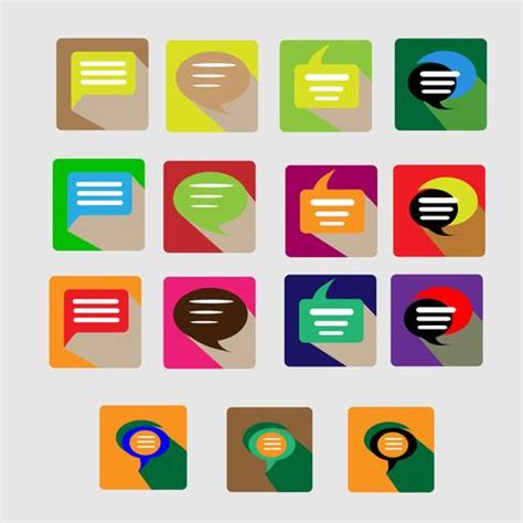 Modern flat conversation icons vector collection with long shadow effect in stylish colors of ...