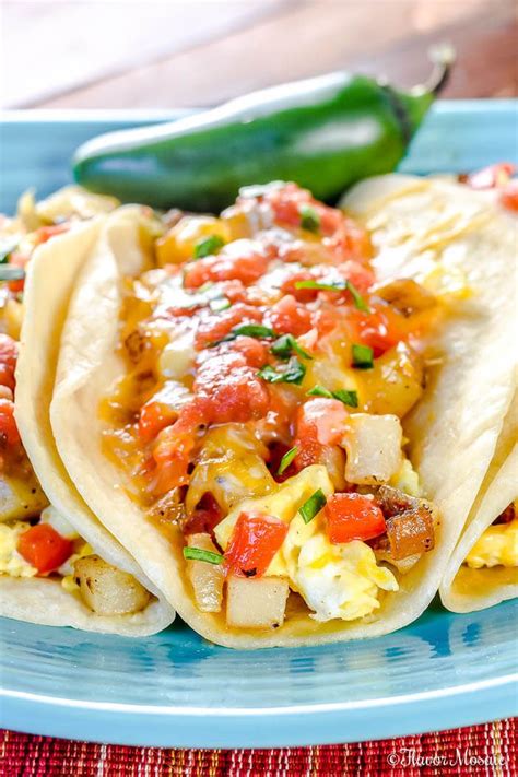 Breakfast Tacos with Potatoes, Eggs and Cheese ~ http://FlavorMosaic.com Potato And Egg ...