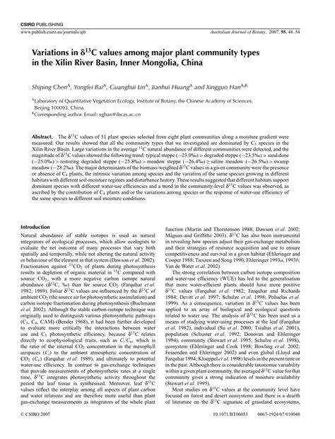 (PDF) Variations in δ13C values among major plant community types in the Xilin River Basin ...