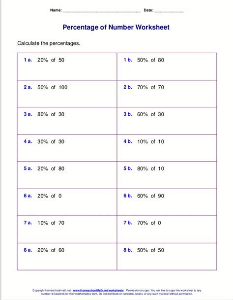 Percentage Worksheets For Grade 7 With Answers