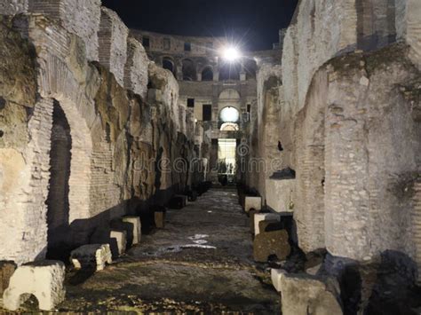 Colosseum Rome Interior View at Night Stock Photo - Image of historic ...