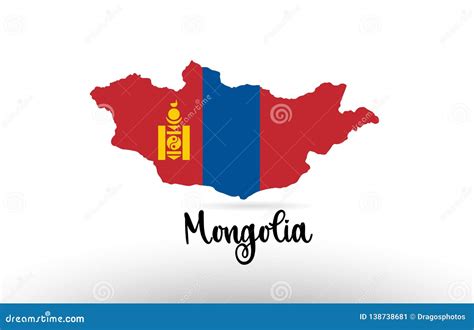 Mongolia Country Flag Inside Map Contour Design Icon Logo Stock Vector ...