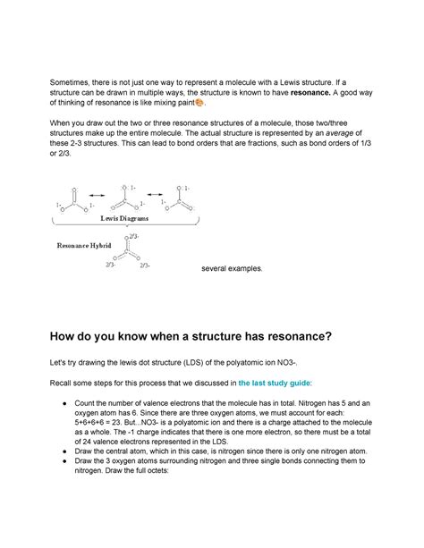 Unit 2 Resonance and formal charge - Sometimes, there is not just one ...