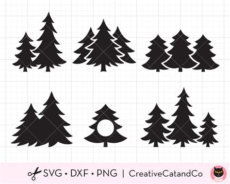 Christmas Tree Silhouette Shape Svg Bundle Group of - Etsy