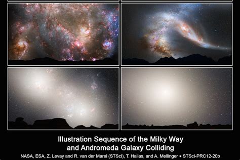 Milky Way Collision Andromeda From Space