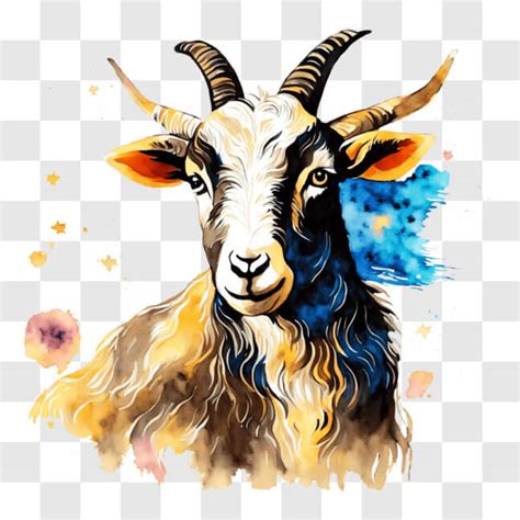 Download Colorful Painted Goat - Ornamental or Zodiac Sign? PNG Online - Creative Fabrica