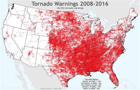 A look at all the tornado warnings since 2008 (maps) - ustornadoes.com