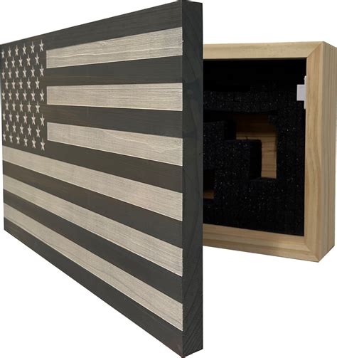 American Flag Decorative & Secure Wall-Mounted Gun Cabinet (Gray & Whi ...