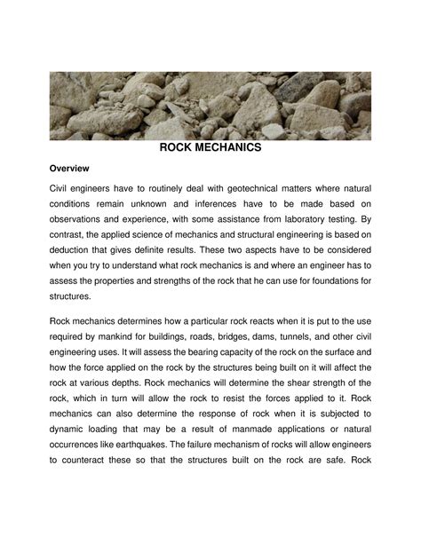 ROCK- Mechanics 2 - LECTURE NOTES - ROCK MECHANICS Overview Civil ...