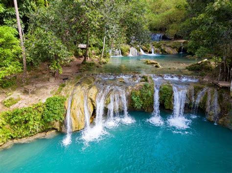 Aerial View of Cambugahay Falls, Siquijor, Philippines Stock Image - Image of waterfall, fresh ...