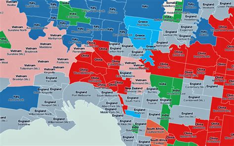 Melbourne suburbs map by leading birthplace for immigrants - British Expats