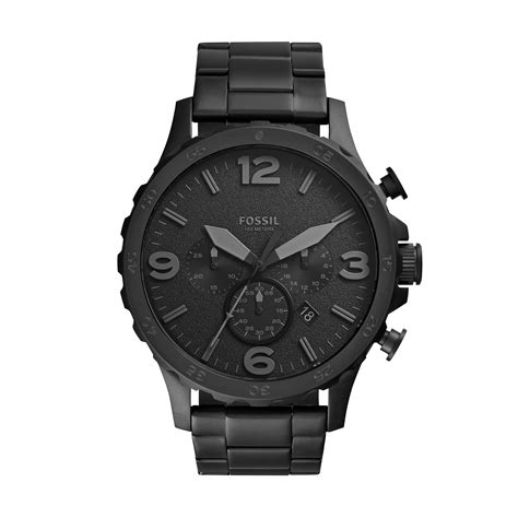 Fossil Men's Nate Chronograph Black Stainless Steel Watch (JR1401 ...