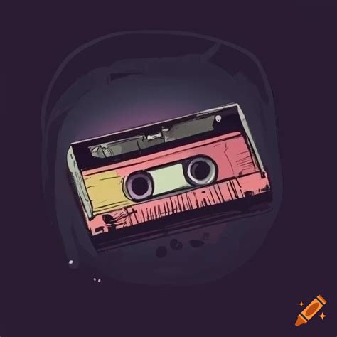 Vector drawing of a damaged cassette tape on Craiyon
