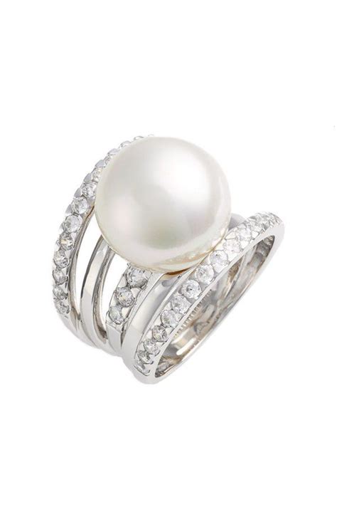 Majorica Majorica 16mm Round Pearl Cubic Zirconia Ring available at # ...