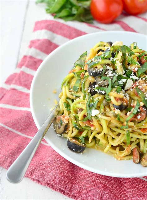 Mediterranean Zucchini Noodles - Delish Knowledge