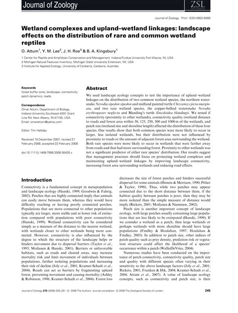 (PDF) Wetland Complexes and Upland-Wetland Linkages: Landscape Effects on the Distribution of ...