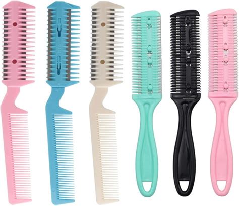 6 Piece Set Hair Cutting Razor Comb Double Sided Razor Comb Hair ...