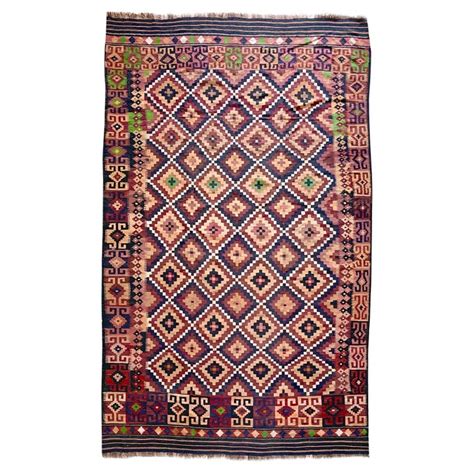 Hand Woven Afghan Tribal Allover Brown Green Rug, circa 1990 For Sale ...